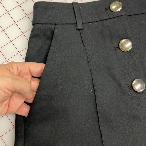 ZARA NWT Minimalist High Waisted Gold Button Black Bermuda Trouser Shorts SZ XS - Picture 6 of 14